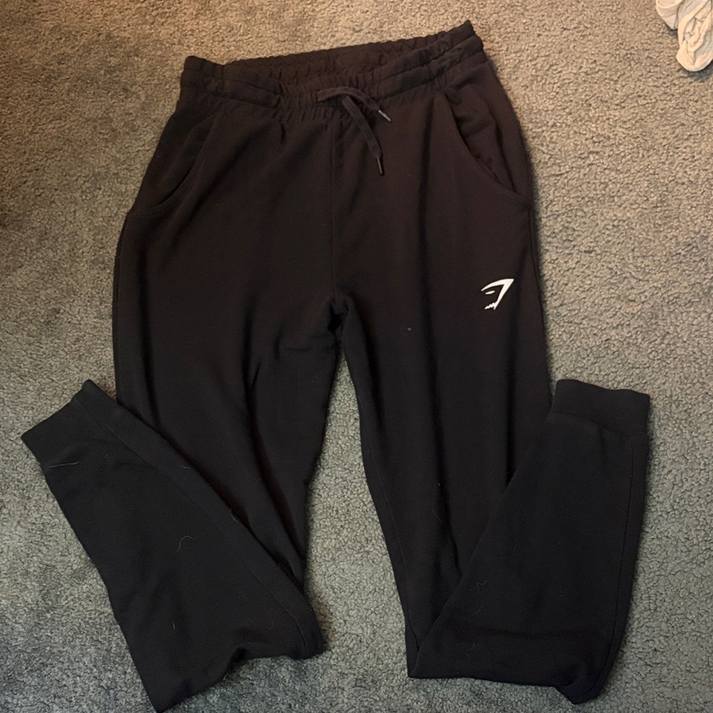 Gymshark Black Track Joggers with White Logo